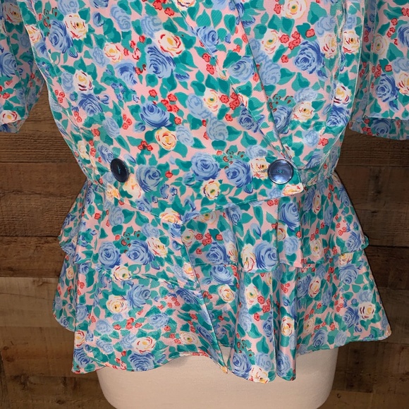 S.L. Fashions | Vintage Floral Print Wrap Blouse - Picture 4 of 8